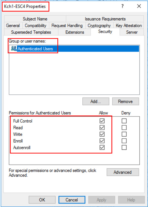şablon güvenlik yetkileri