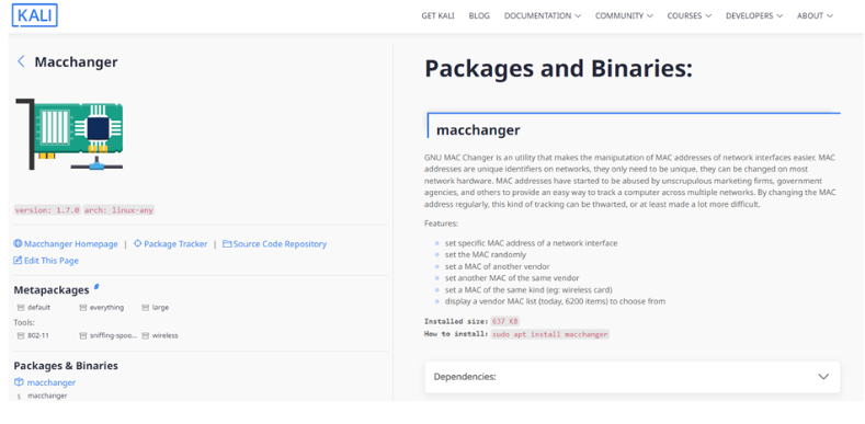 Macchanger MAC adresini değiştirme aracı