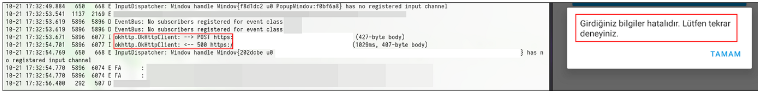 logcat bilgiler hatalı uyarısı