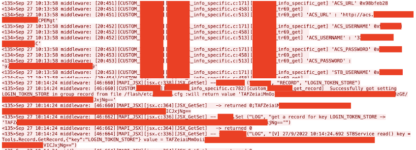 Görsel 6. Ortadaki Adam (MiTM) Saldırısı ile Elde Edilen Şifresiz Habeleşen SYSLOG Sevisinde Tespit Edilen Hassas Veriler